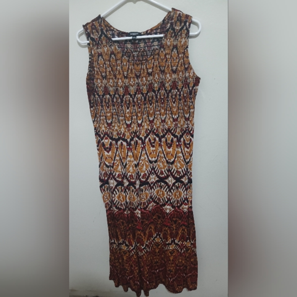 Elementz Mustard and Maroon Printed Maxi Dress